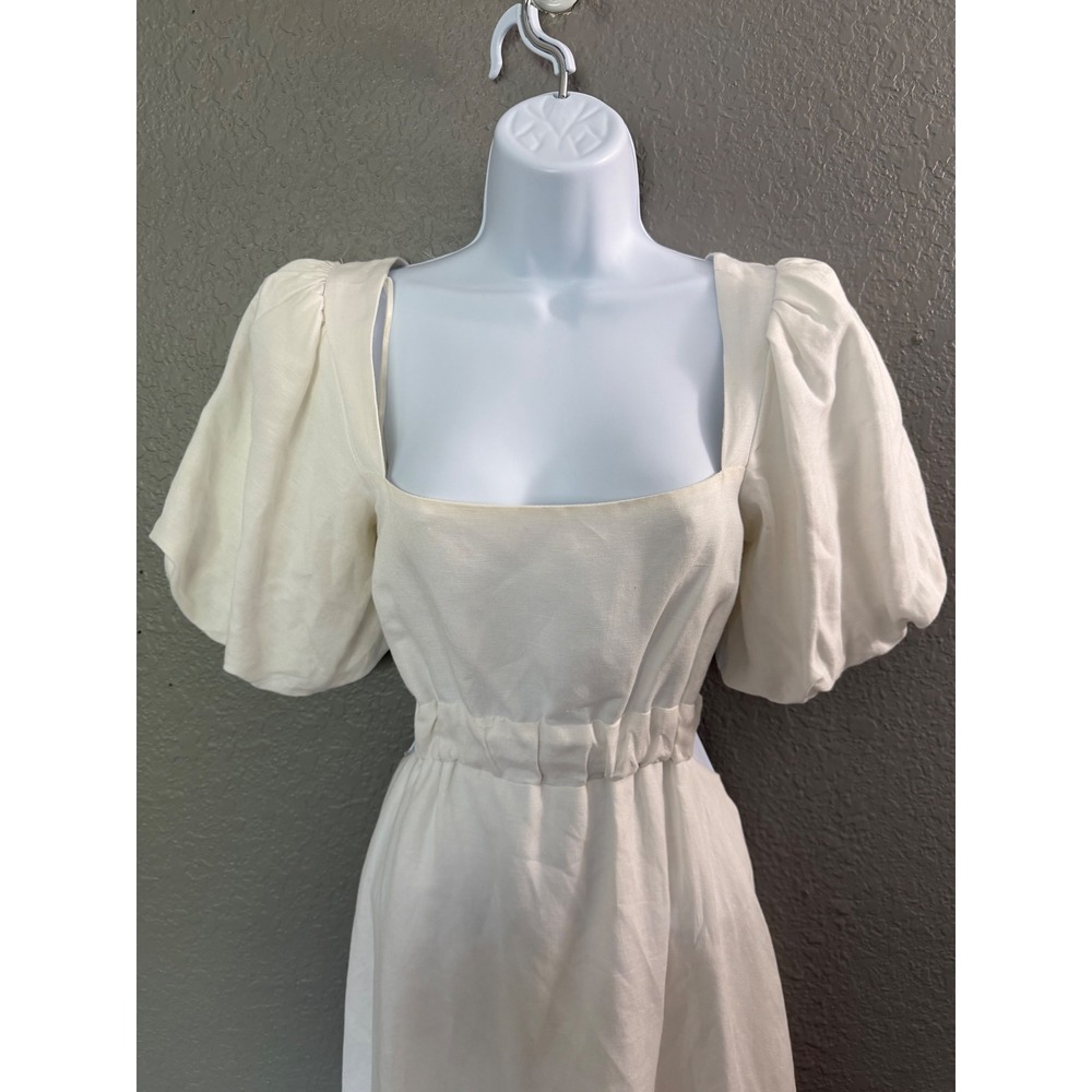 ASTR The Label White Romantic Dress XS Cutout Tie Back Tiered Midi Garden - Picture 3 of 14